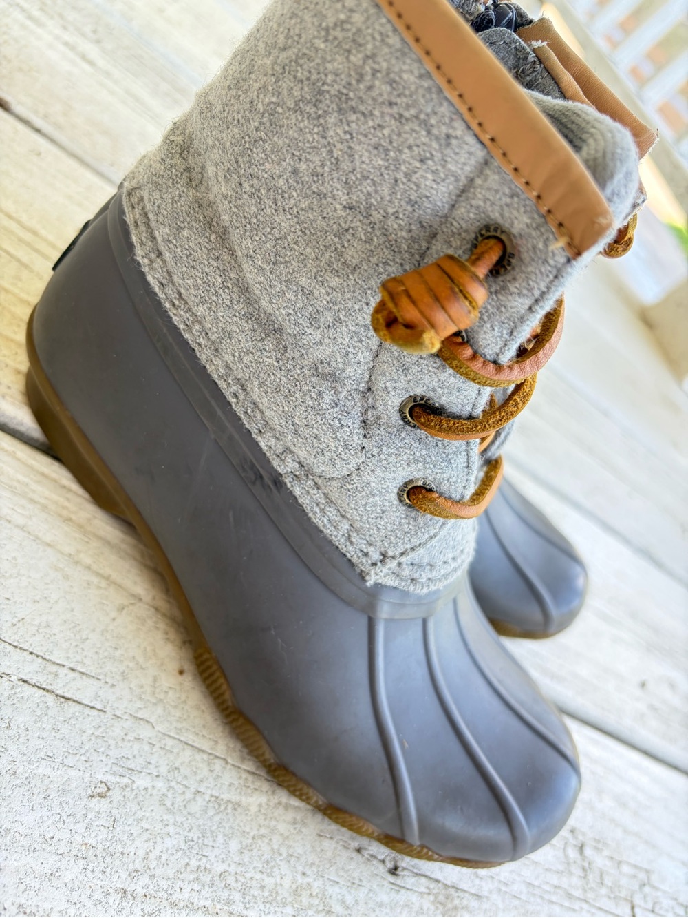 Sperry‎ Girls Saltwater Embossed Wool Duck Boots - Size 1 - Picture 6 of 10
